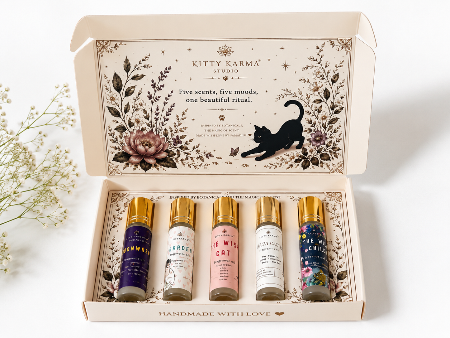 Kitty Karma® 5-Piece Perfume Oil Discovery Set | Botanical Fragrance Roller Collection