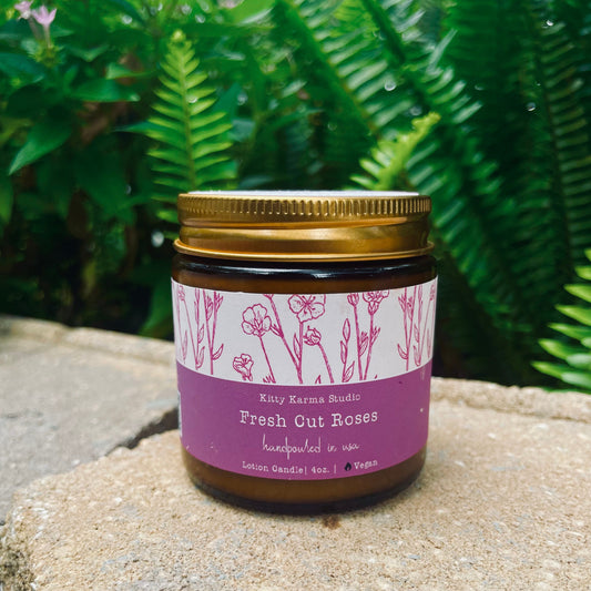 Fresh Cut Roses Therapeutic Massage oil Candles for Anxiety | Natural Skincare