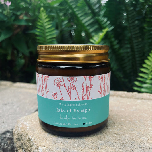 Island Escape Fragrance Massage oil Candles for Anxiety | Natural Skincare