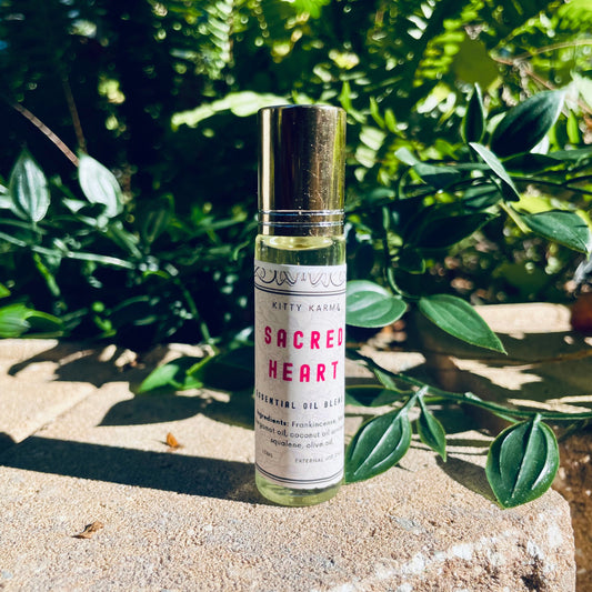 Kitty Karma Sacred Heart Aromatherapy Roller with Frankincense, Myrrh, and Bergamot essential oils