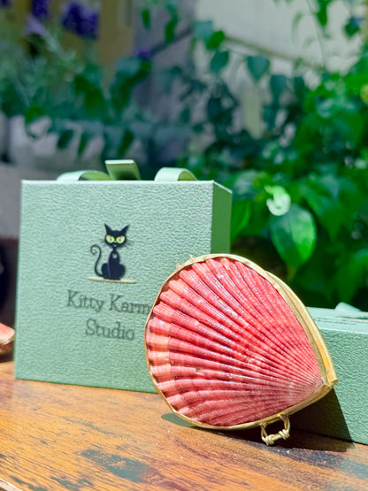 Handmade Solid Perfume Seashell Pouch – Sun-Drenched Citrus